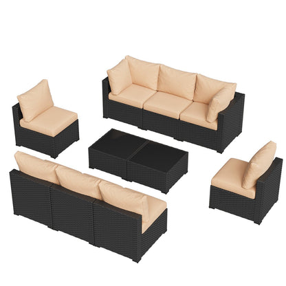 Wicker Rattan Patio Sectional Sofa Set