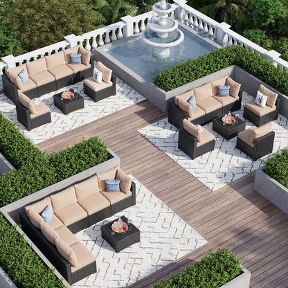 Wicker Rattan Patio Sectional Sofa Set