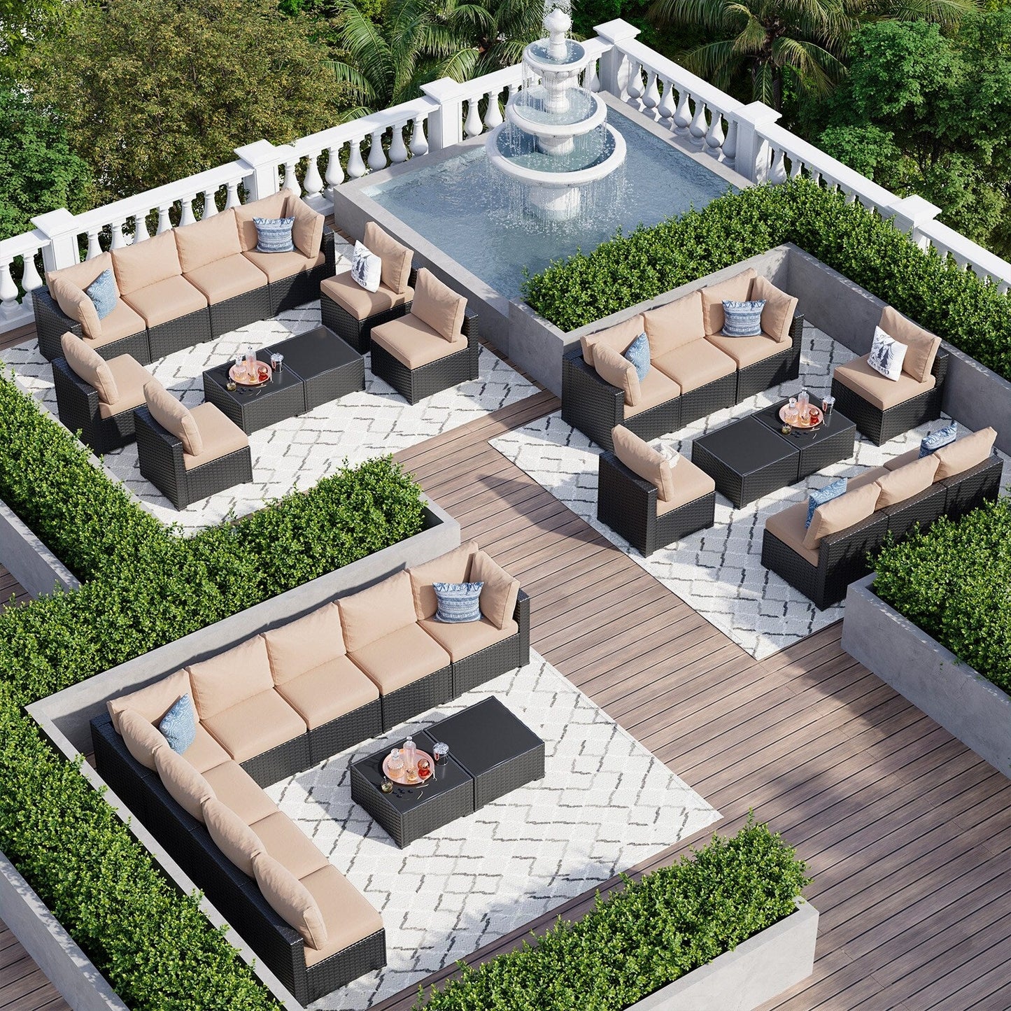Wicker Rattan Patio Sectional Sofa Set