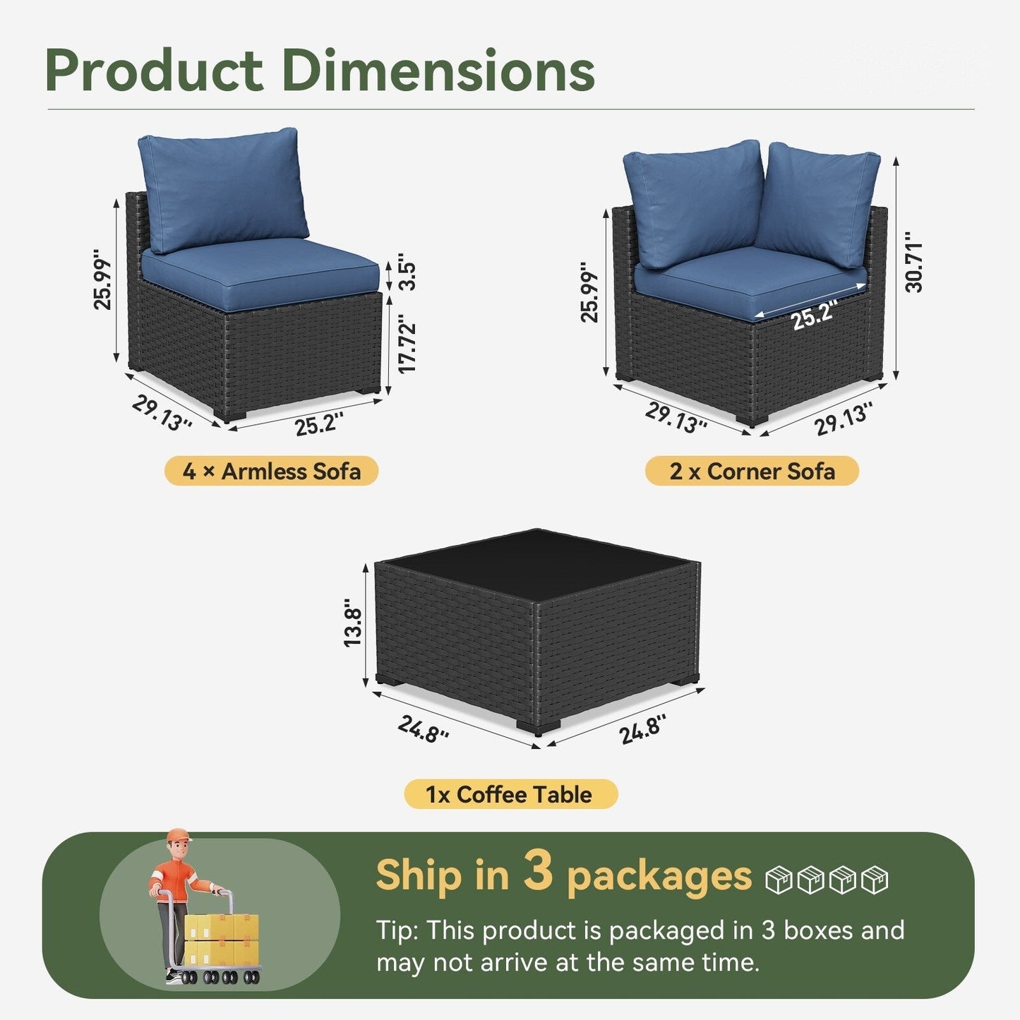 Wicker Rattan Patio Sectional Sofa Set