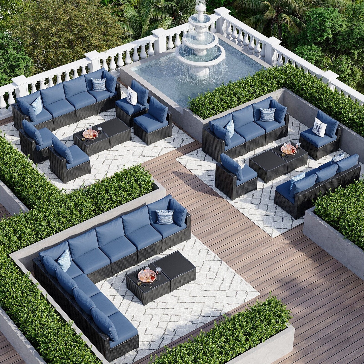 Wicker Rattan Patio Sectional Sofa Set
