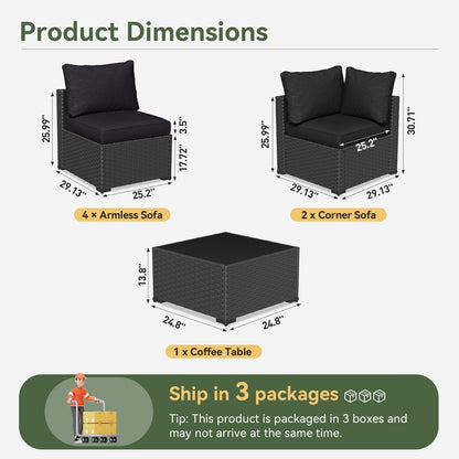 Wicker Rattan Patio Sectional Sofa Set