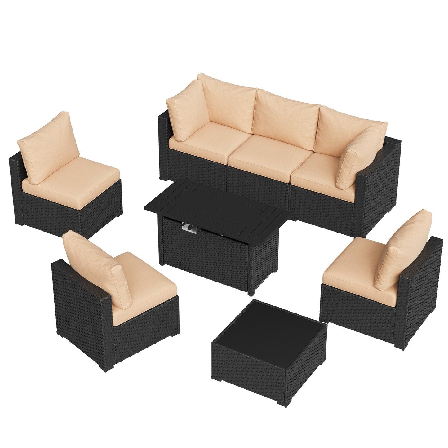 Wicker Rattan Patio Sectional Sofa Set