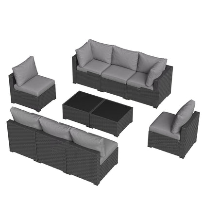 Wicker Rattan Patio Sectional Sofa Set