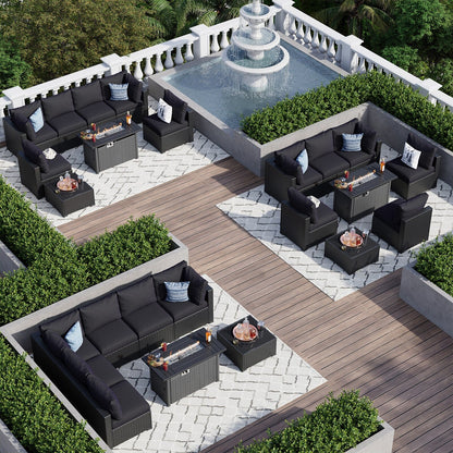 Wicker Rattan Patio Sectional Sofa Set