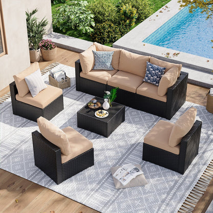Wicker Rattan Patio Sectional Sofa Set
