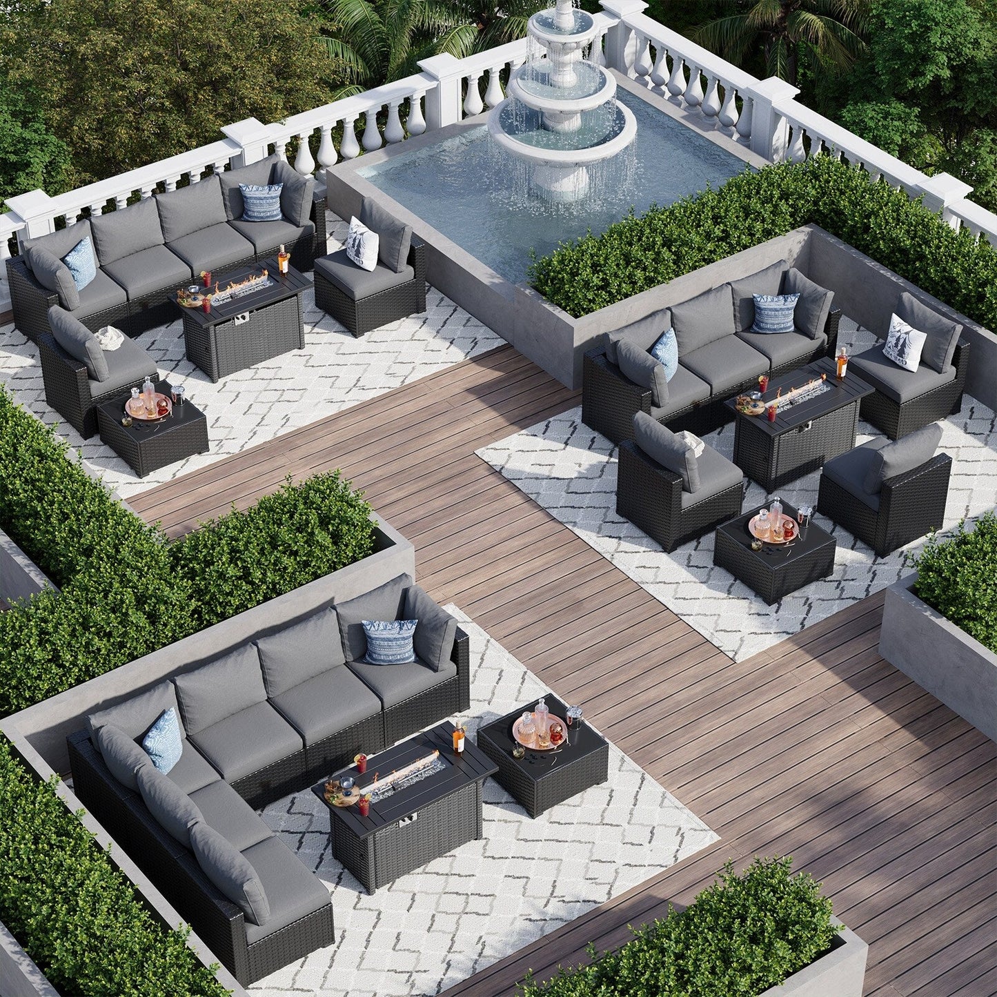 Wicker Rattan Patio Sectional Sofa Set