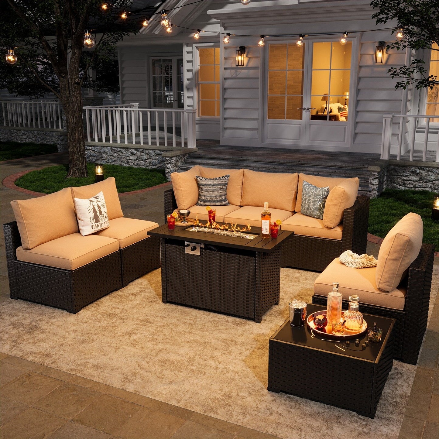 Wicker Rattan Patio Sectional Sofa Set
