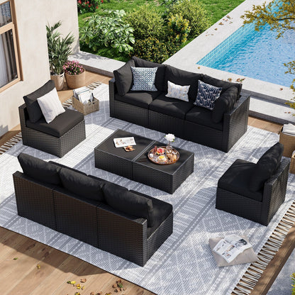 Wicker Rattan Patio Sectional Sofa Set