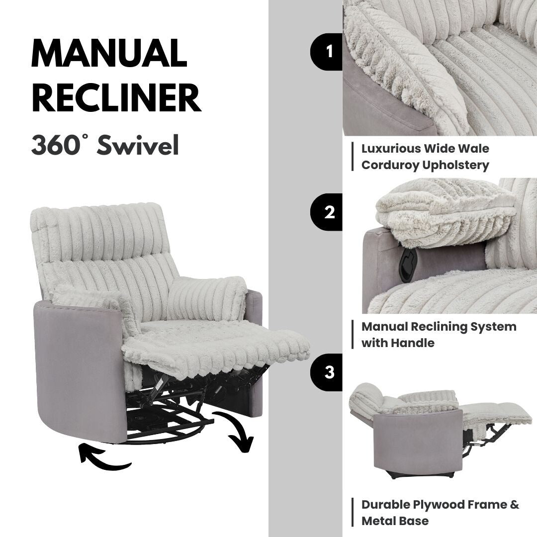 Wide Wale Corduroy Upholstery Manual Recliner