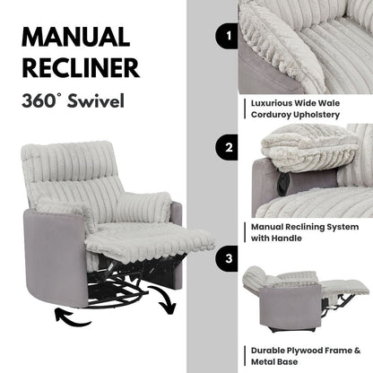 Wide Wale Corduroy Upholstery Manual Recliner