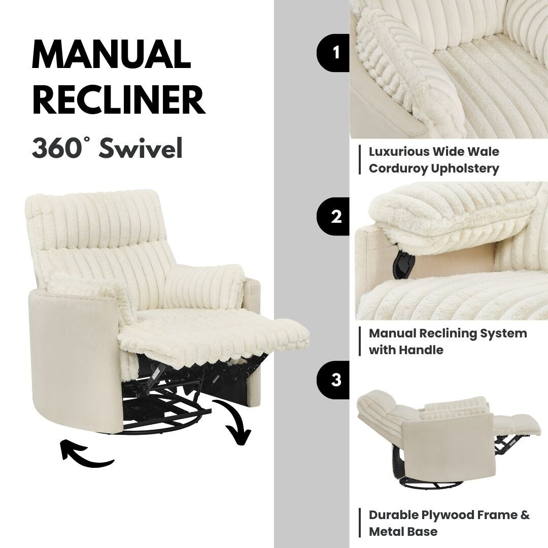 Wide Wale Corduroy Upholstery Manual Recliner