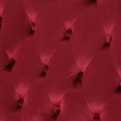 Wine Red 50.25 Velvet Button Tufted High Wingback Loveseat Sofa with Wood Legs for Living Room