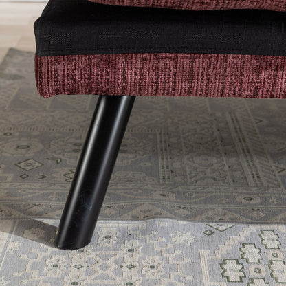 Wine Red 75.6 Chenille Convertible Loveseat Futon Sofa Bed with Metal Legs for Living Room