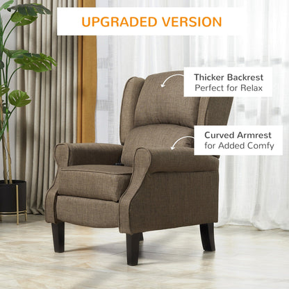 Wingback Manual Recliner Sofa Linen Fabric Heating Vibration Massage Lounge Chair with Adjustable Footrest, Wired Remote Control