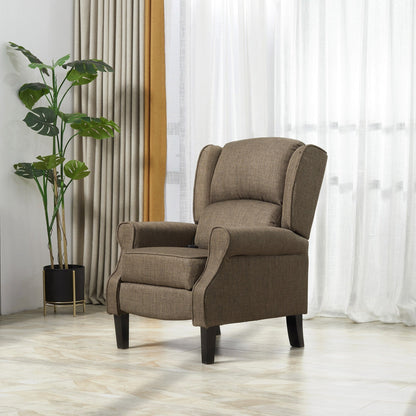 Wingback Manual Recliner Sofa Linen Fabric Heating Vibration Massage Lounge Chair with Adjustable Footrest, Wired Remote Control