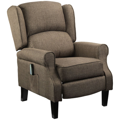 Wingback Manual Recliner Sofa Linen Fabric Heating Vibration Massage Lounge Chair with Adjustable Footrest, Wired Remote Control