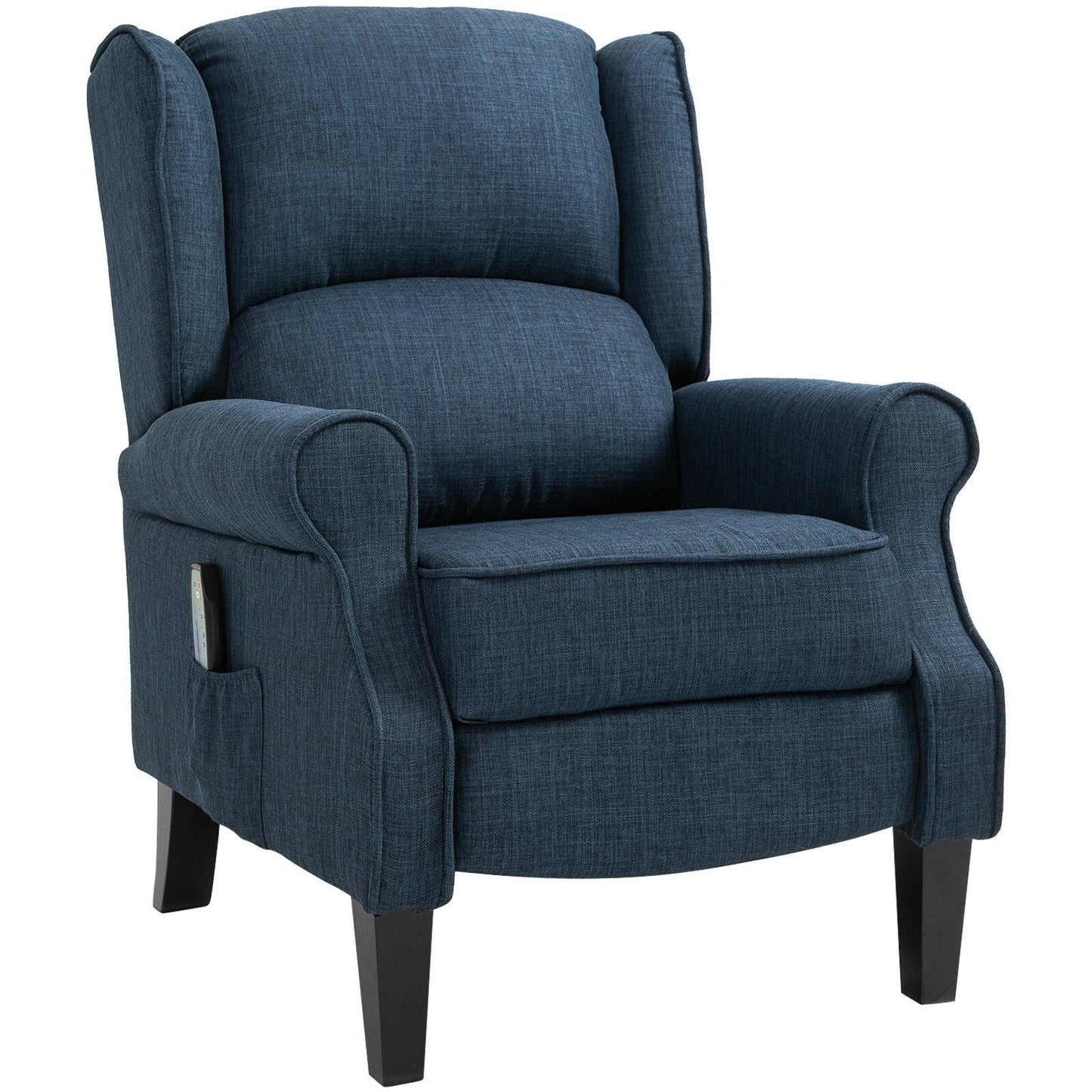 Wingback Manual Recliner Sofa Linen Fabric Heating Vibration Massage Lounge Chair with Adjustable Footrest, Wired Remote Control