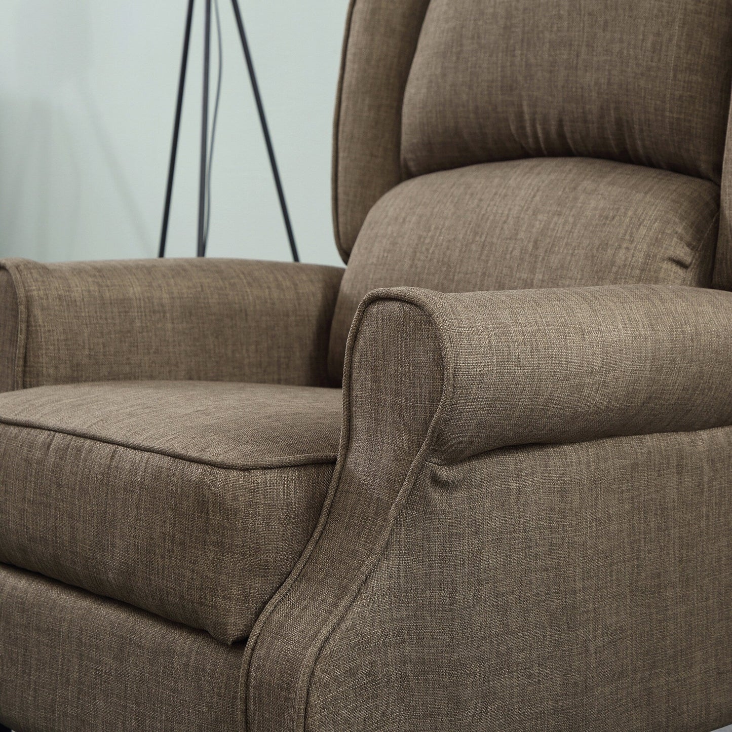 Wingback Manual Recliner Sofa Linen Fabric Heating Vibration Massage Lounge Chair with Adjustable Footrest, Wired Remote Control