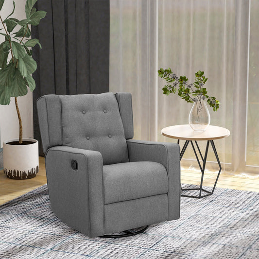 Wingback Swivel Recliner Chair Home Theater Lounge Chair Button Tufted Armchair with Retractable Footrest