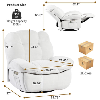 XINMICS Power Recliner Chair, Massage Chair Recliner with Heated, Modern Swivel Rocking Recliner Chairs for Adults with USB