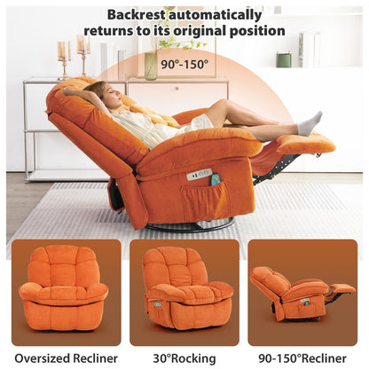 XINMICS Power Recliner Chair, Massage Chair Recliner with Heated, Modern Swivel Rocking Recliner Chairs for Adults with USB
