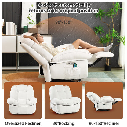 XINMICS Power Recliner Chair, Massage Chair Recliner with Heated, Modern Swivel Rocking Recliner Chairs for Adults with USB