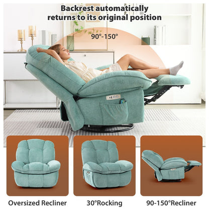 XINMICS Power Recliner Chair, Massage Chair Recliner with Heated, Modern Swivel Rocking Recliner Chairs for Adults with USB