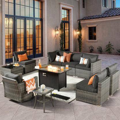 XIZZI 10-piece Patio Furniture Outdoor Seating Set with Fire Table
