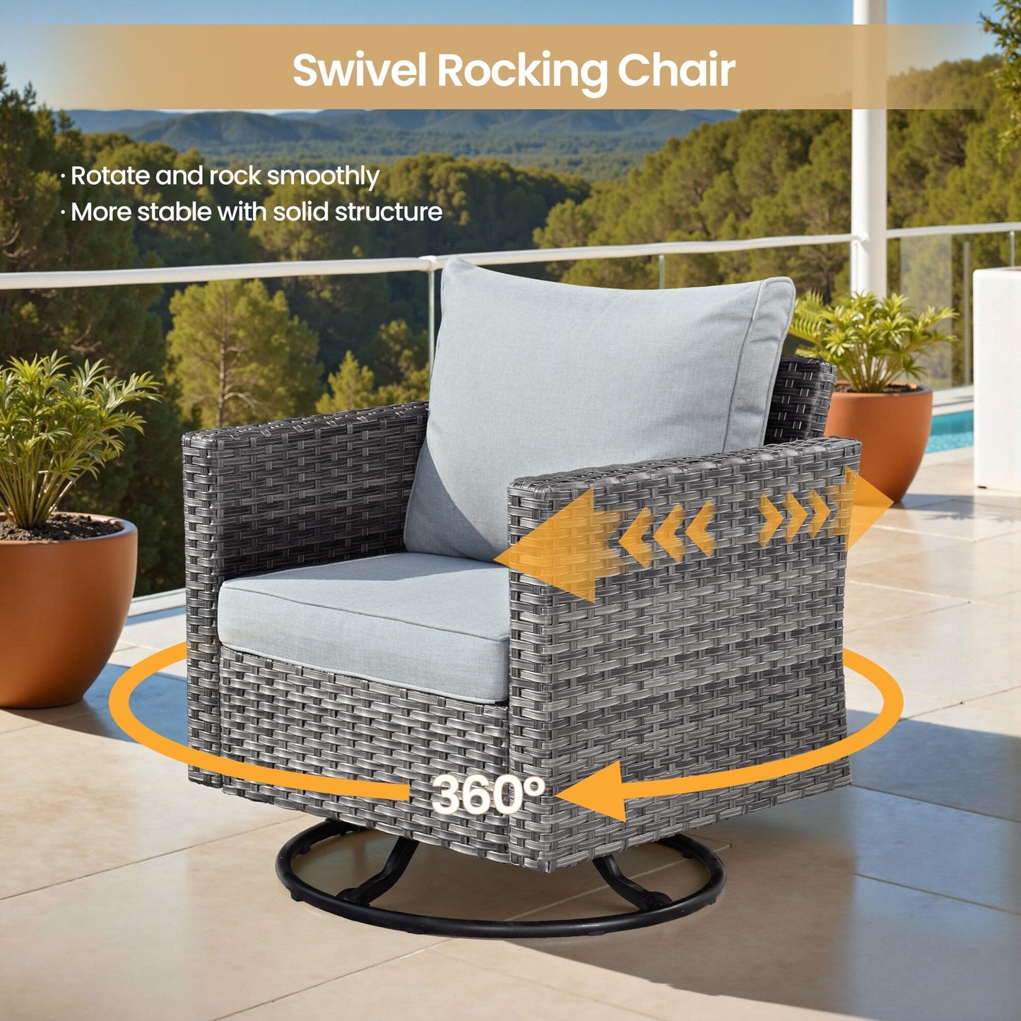 XIZZI 10-piece Patio Furniture Outdoor Seating Set with Fire Table