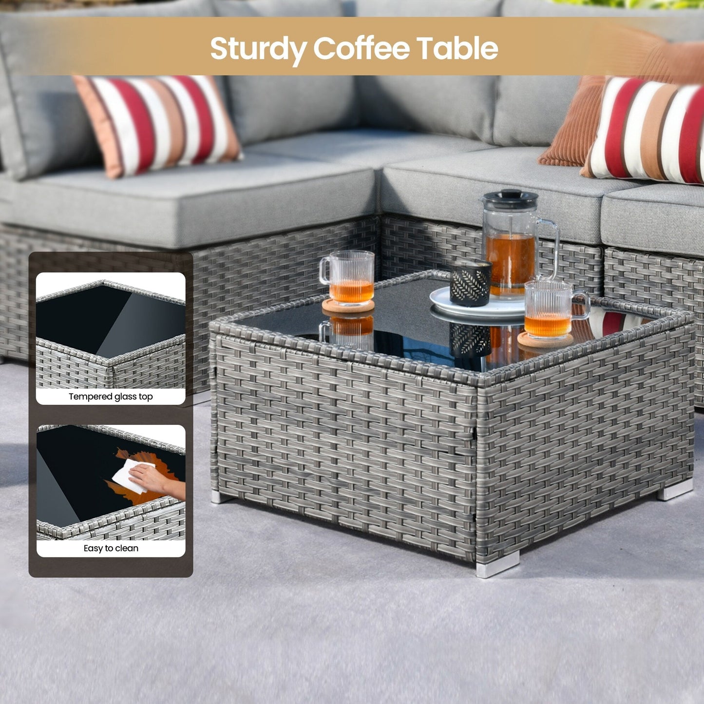 XIZZI 10-piece Patio Furniture Outdoor Seating Set with Fire Table