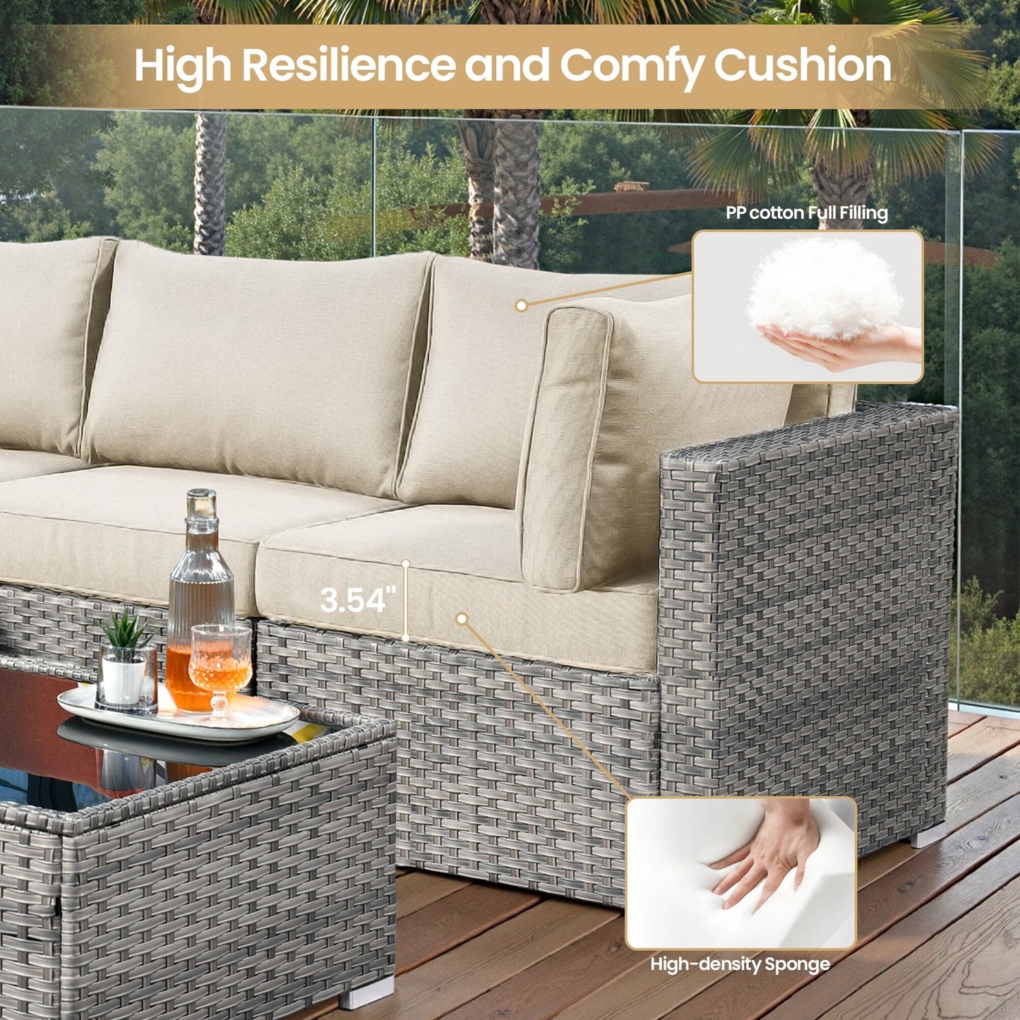 XIZZI 10-piece Patio Furniture Outdoor Seating Set with Fire Table