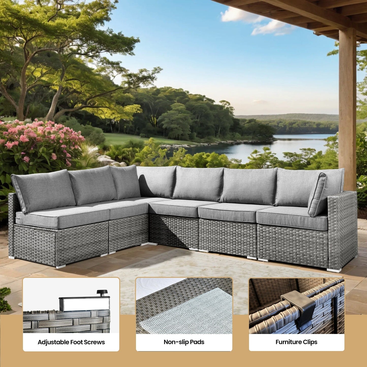 XIZZI 10-piece Patio Furniture Outdoor Seating Set with Fire Table