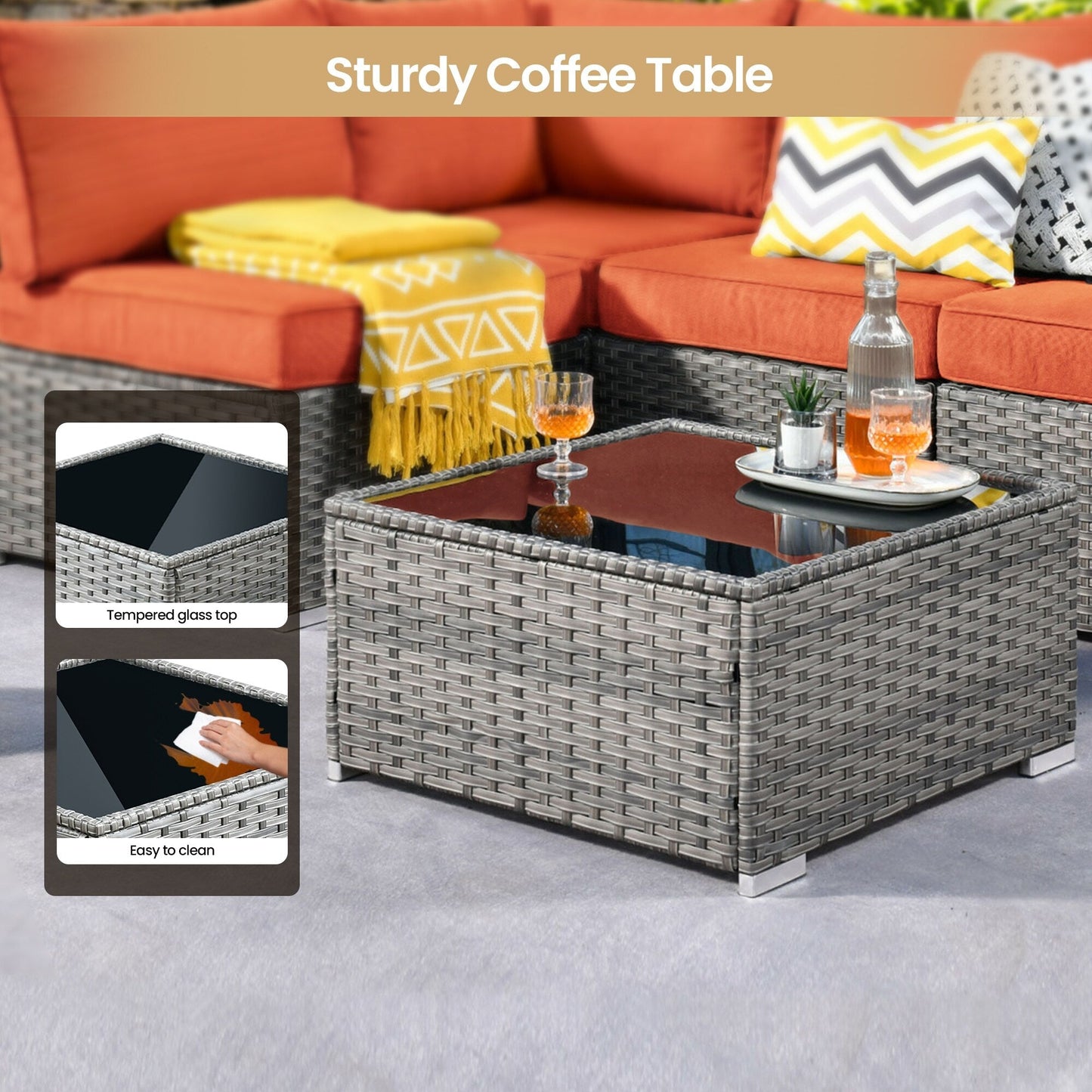 XIZZI 10-piece Patio Furniture Outdoor Seating Set with Fire Table