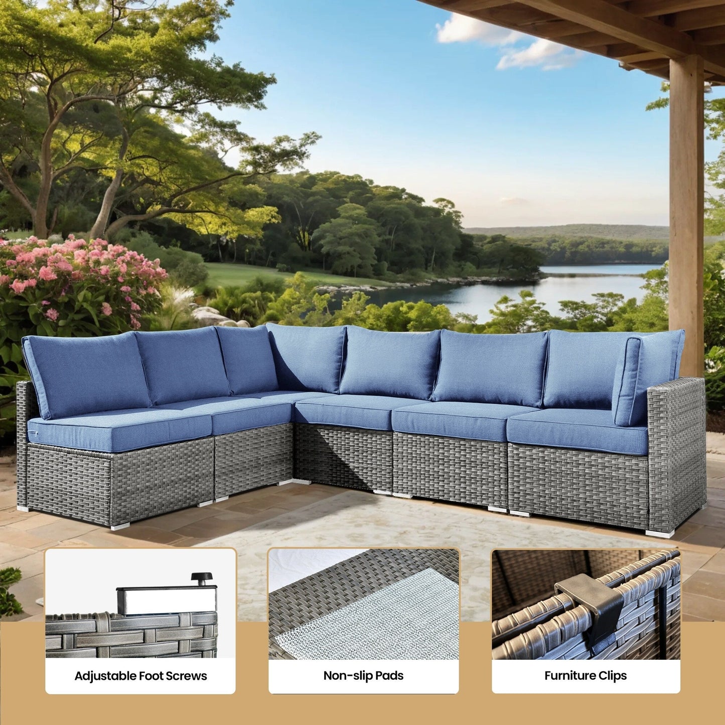 XIZZI 10-piece Patio Furniture Outdoor Seating Set with Fire Table
