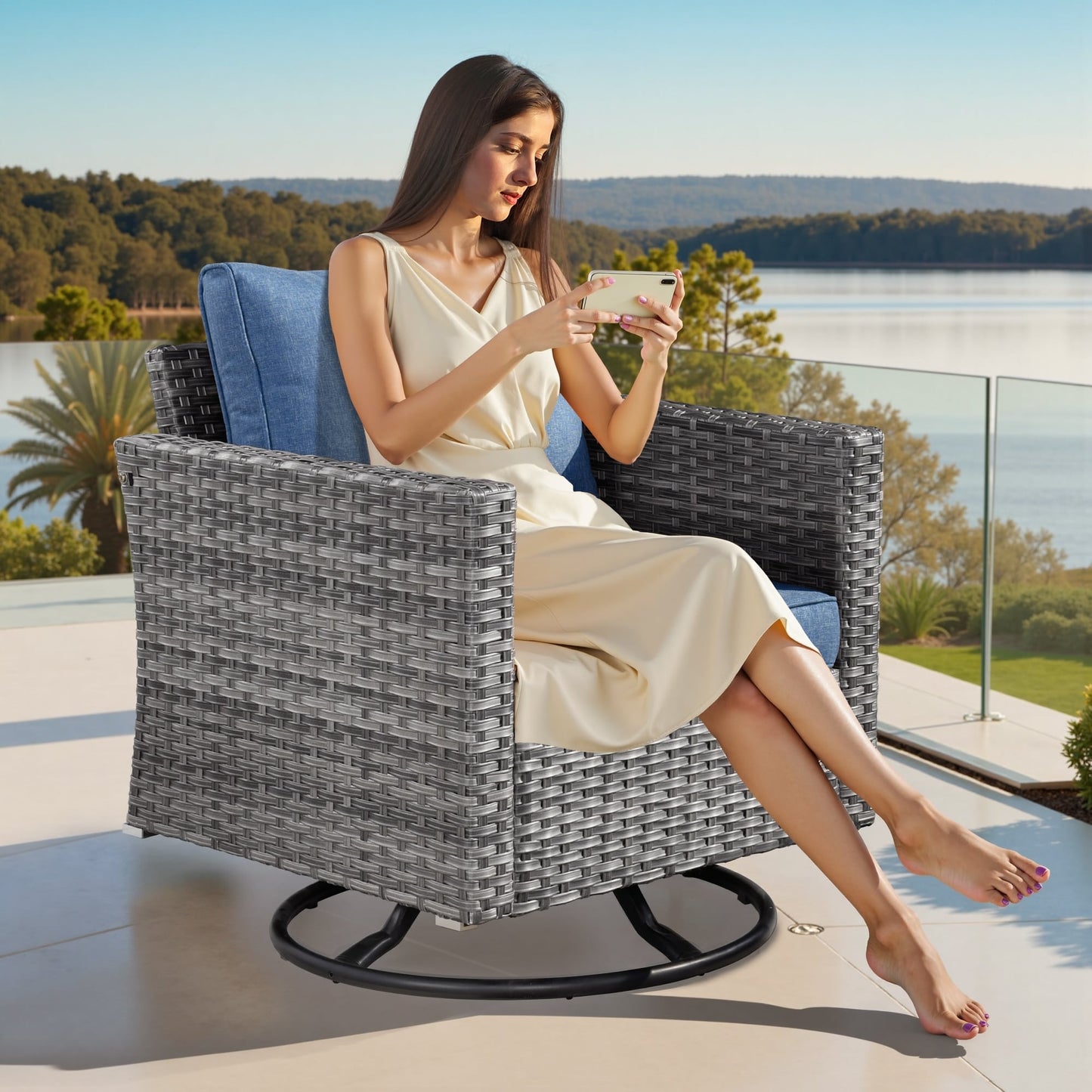 XIZZI 10-piece Patio Furniture Outdoor Seating Set with Fire Table