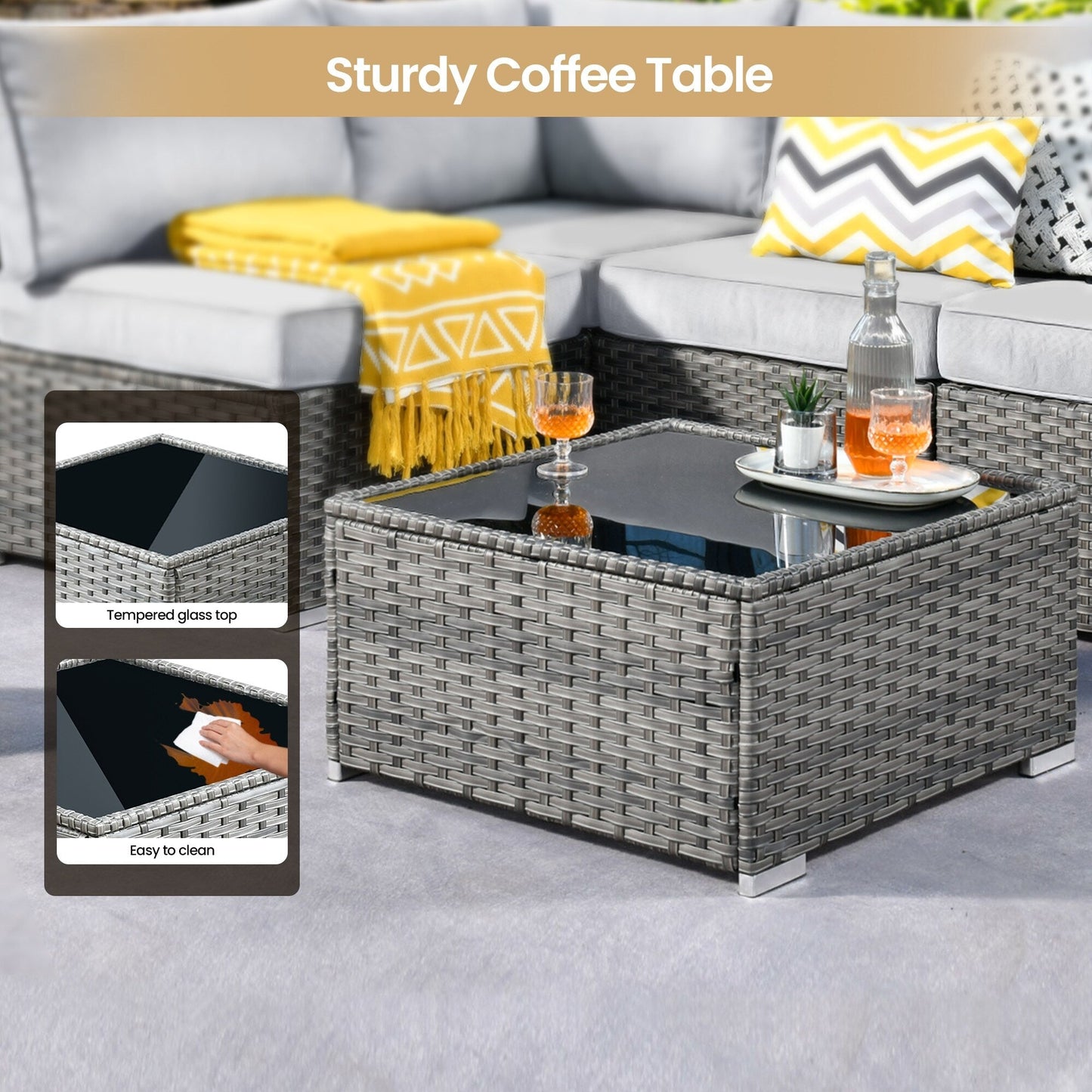 XIZZI 10-piece Patio Furniture Outdoor Seating Set with Fire Table