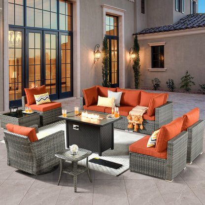 XIZZI 10-piece Patio Furniture Outdoor Seating Set with Fire Table