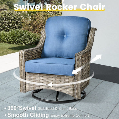 XIZZI 6-piece Patio Furniture Wicker Conversation Set with Swivel Chair