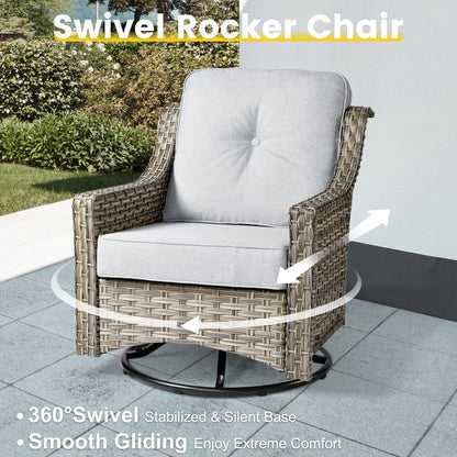 XIZZI 6-piece Patio Furniture Wicker Conversation Set with Swivel Chair