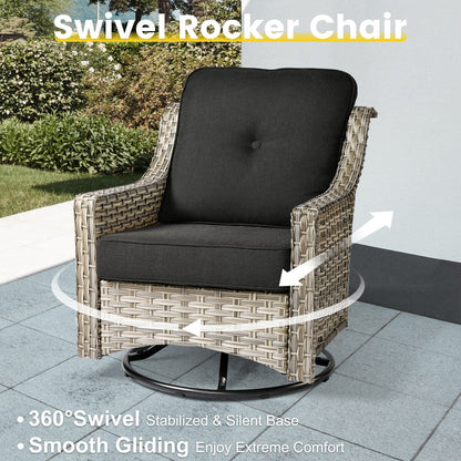 XIZZI 6-piece Patio Furniture Wicker Conversation Set with Swivel Chair