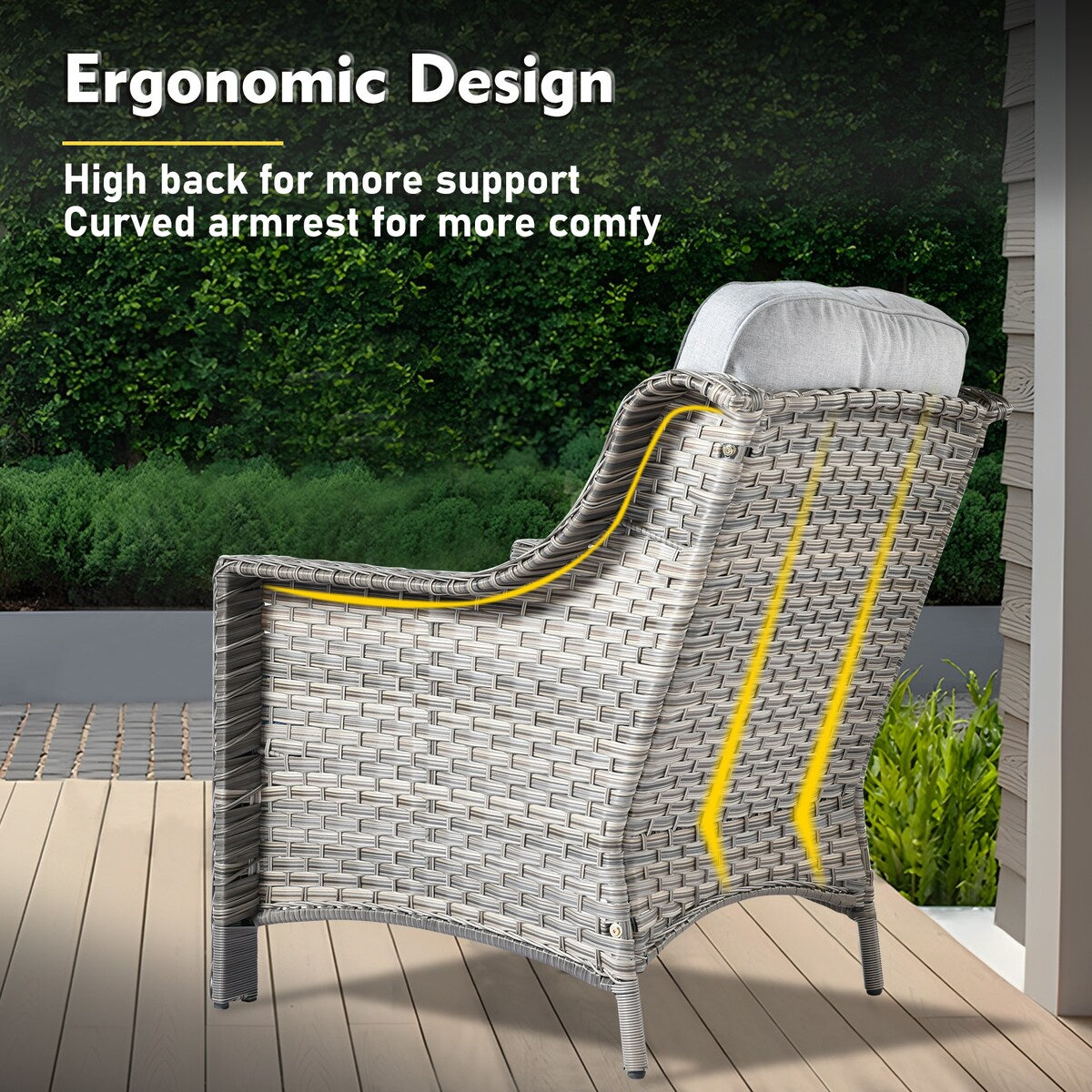 XIZZI 6-piece Rattan Wicker Outdoor Furniture Deep Seat Sofa Set with Fire Pit