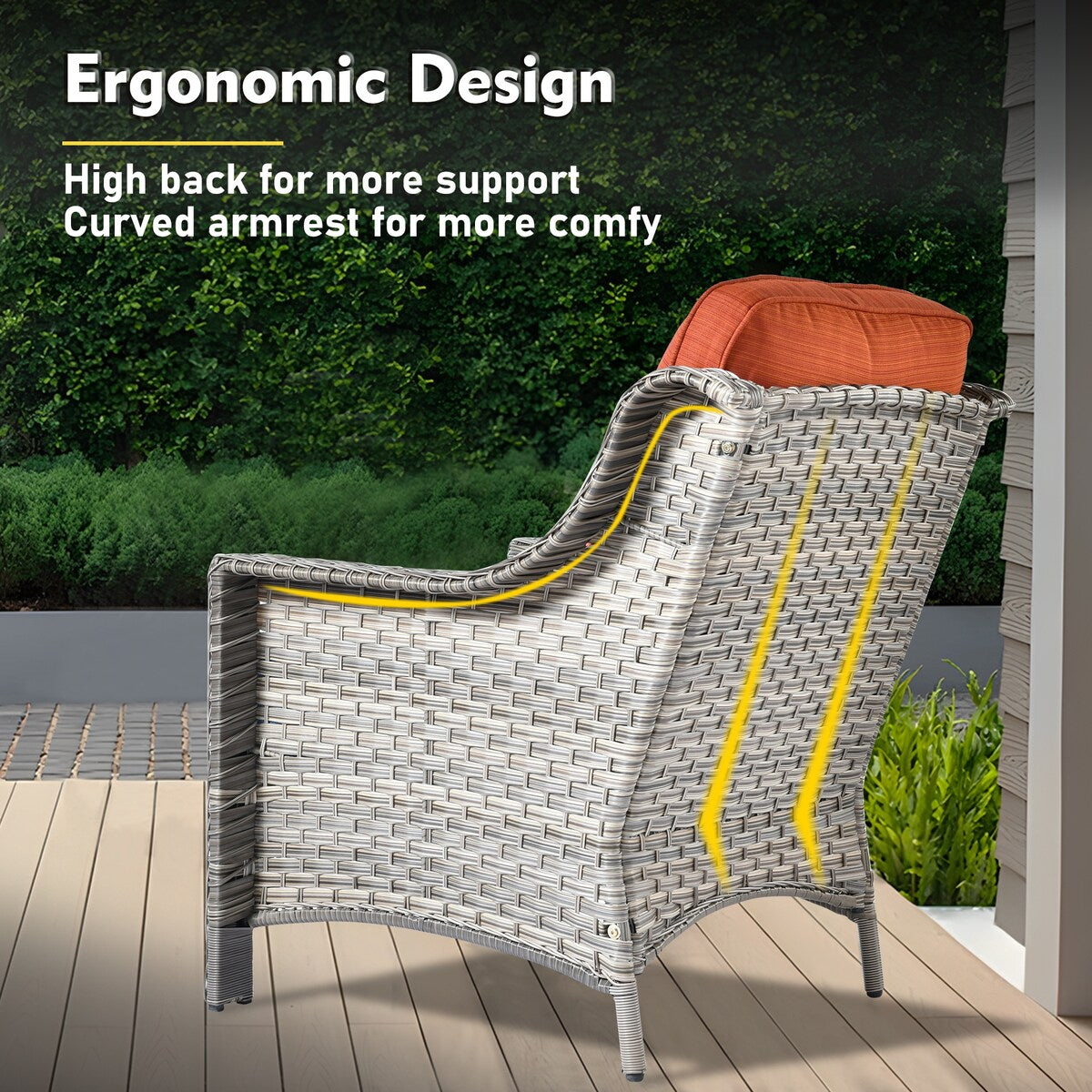 XIZZI 6-piece Rattan Wicker Outdoor Furniture Deep Seat Sofa Set with Fire Pit