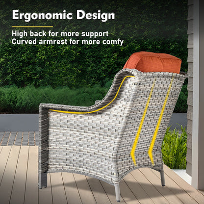 XIZZI 6-piece Rattan Wicker Outdoor Furniture Deep Seat Sofa Set with Fire Pit