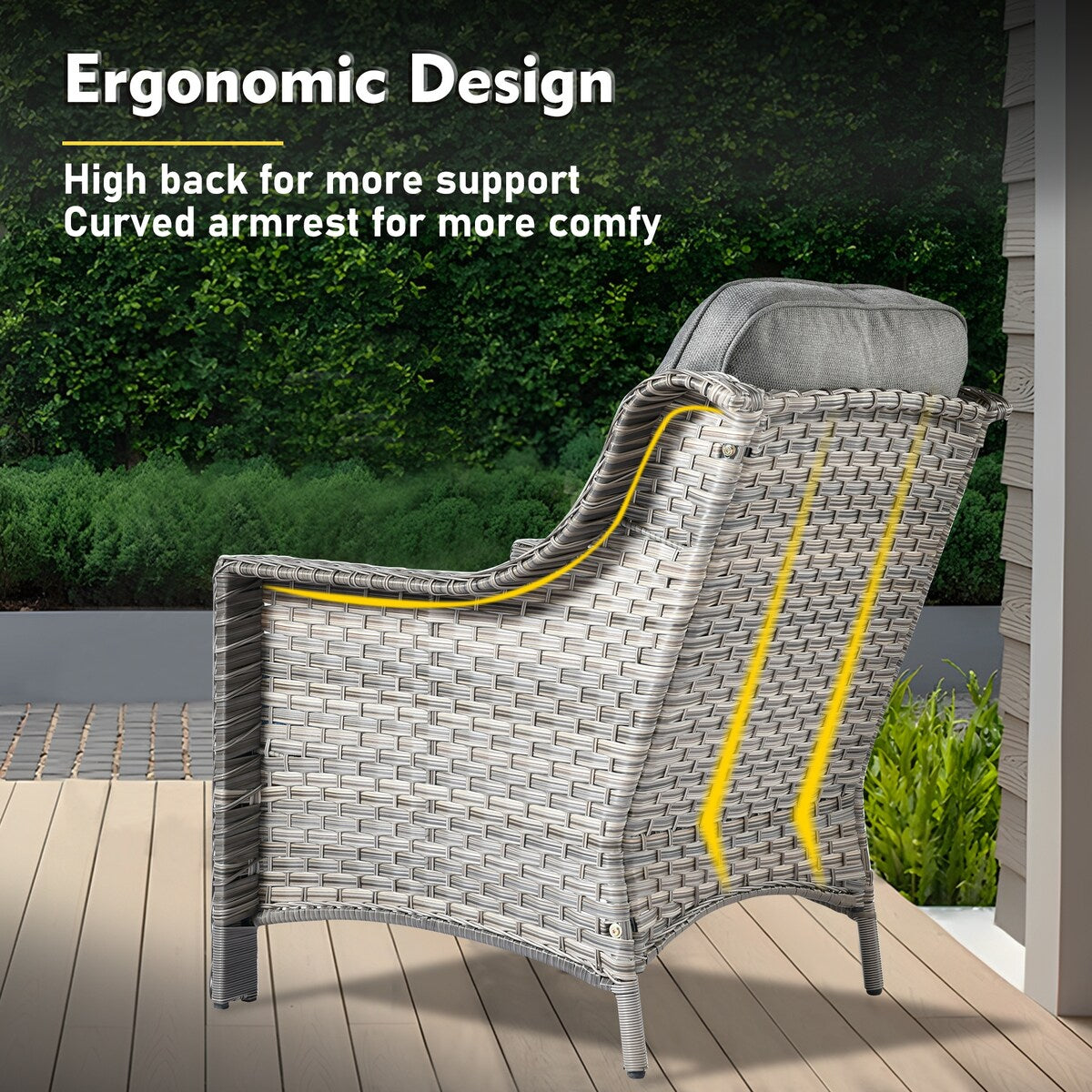 XIZZI 6-piece Rattan Wicker Outdoor Furniture Deep Seat Sofa Set with Fire Pit