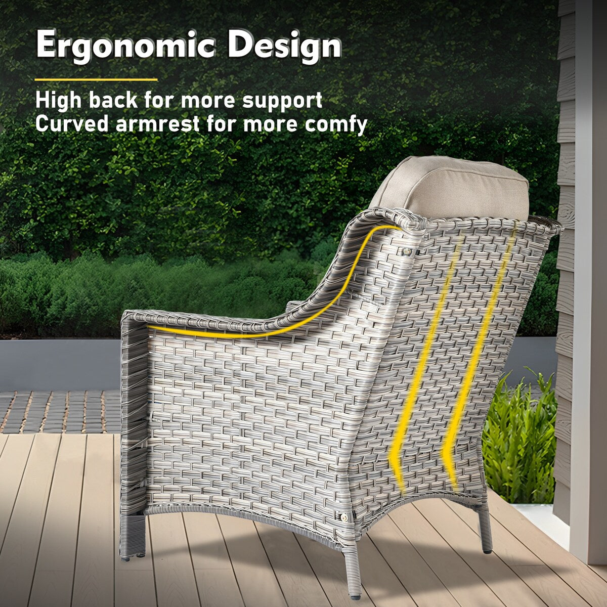 XIZZI 6-piece Rattan Wicker Outdoor Furniture Deep Seat Sofa Set with Fire Pit