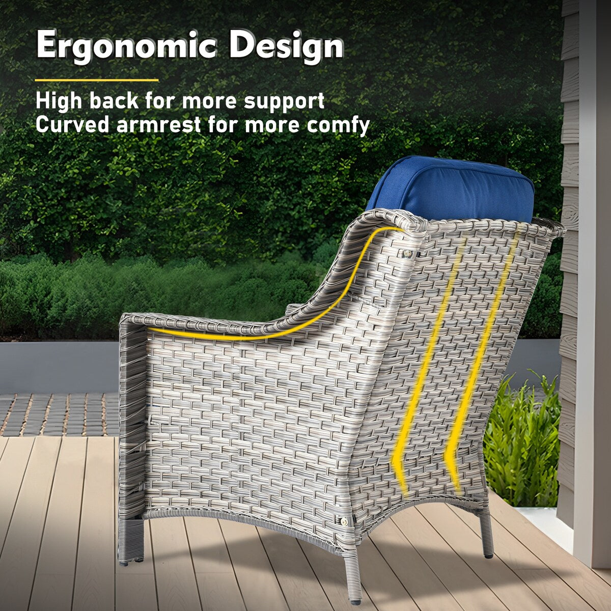 XIZZI 6-piece Rattan Wicker Outdoor Furniture Deep Seat Sofa Set with Fire Pit