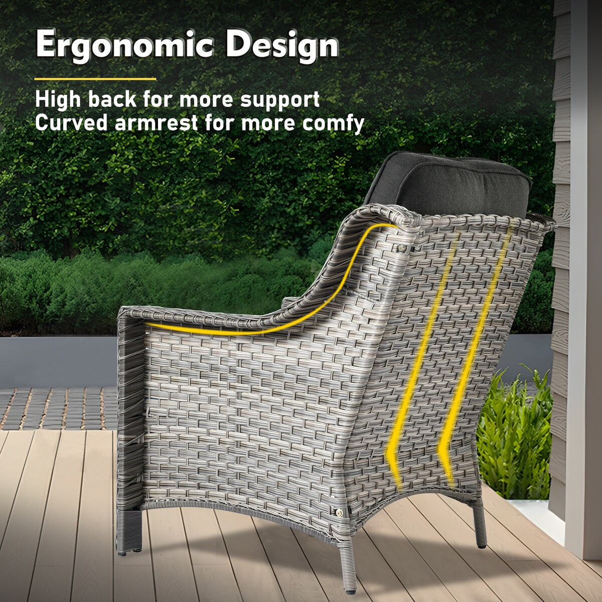 XIZZI 6-piece Rattan Wicker Outdoor Furniture Deep Seat Sofa Set with Fire Pit