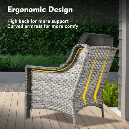 XIZZI 6-piece Rattan Wicker Outdoor Furniture Deep Seat Sofa Set with Fire Pit
