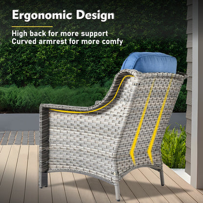 XIZZI 6-piece Rattan Wicker Outdoor Furniture Deep Seat Sofa Set with Fire Pit